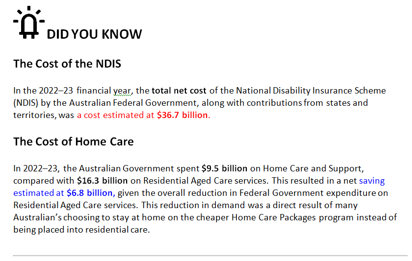 Did You Know. NDIS versus Home Care